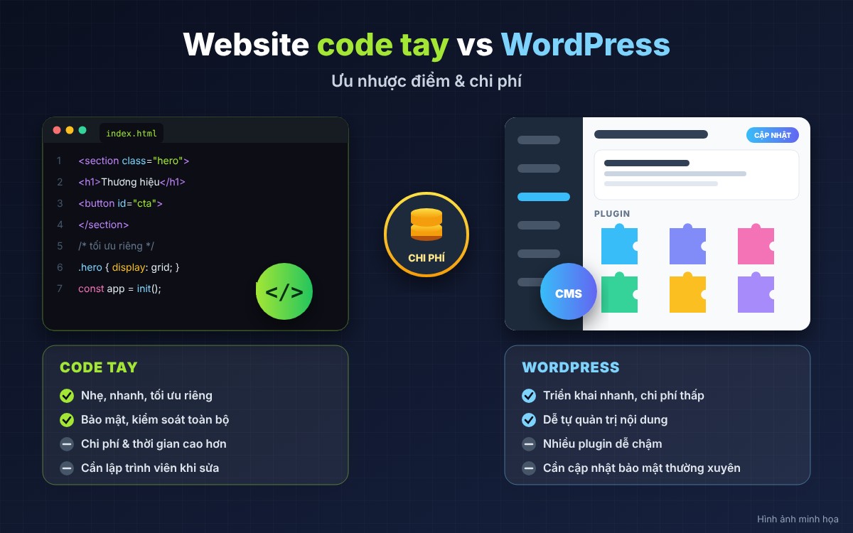 website-code-tay-vs-wordpress-uu-nhuoc-diem-va-chi-phi