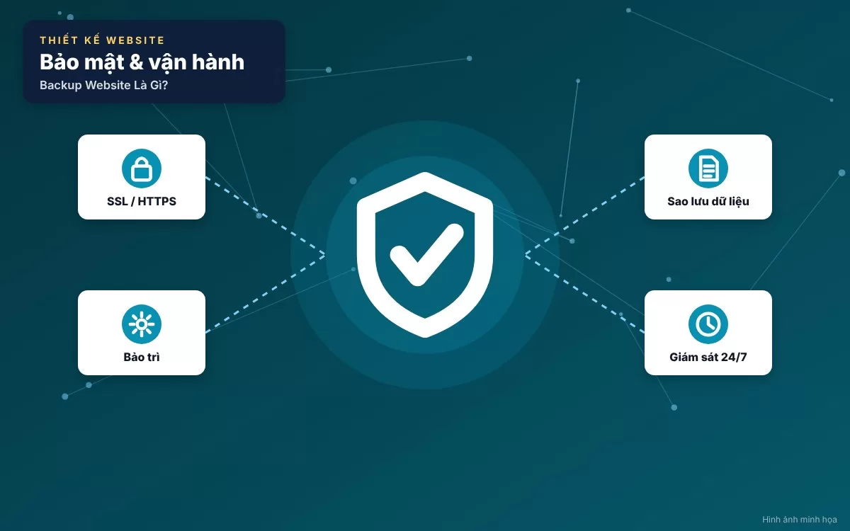 Minh họa quy tắc vàng 3-2-1 trong chiến lược sao lưu và bảo mật dữ liệu website doanh nghiệp