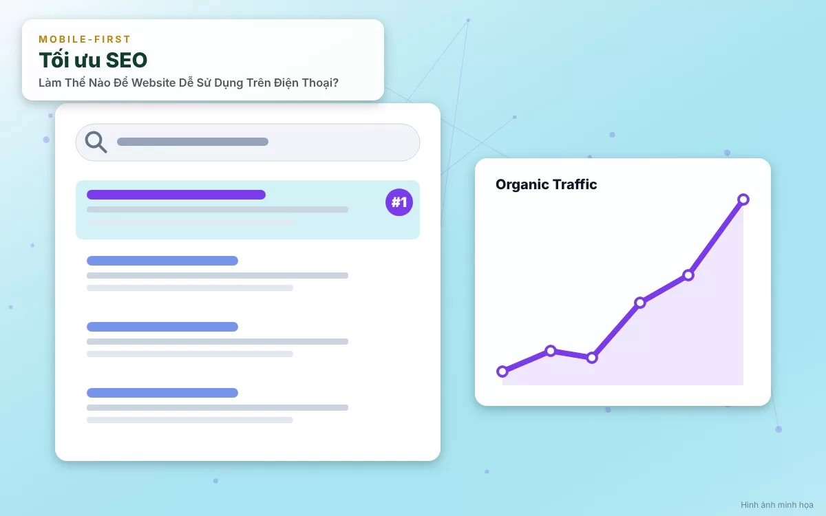 Sơ đồ infographic giải thích tầm quan trọng của trải nghiệm Mobile UX đối với thứ hạng SEO và doanh số