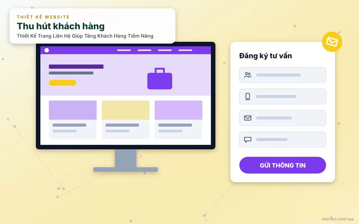 Minh họa biểu mẫu liên hệ tinh gọn với các trường thông tin tối giản giúp tăng tỷ lệ điền form