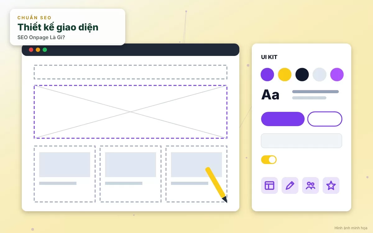 Hình ảnh cảnh báo các sai lầm phổ biến như nhồi nhét từ khóa hoặc sao chép nội dung duplicate