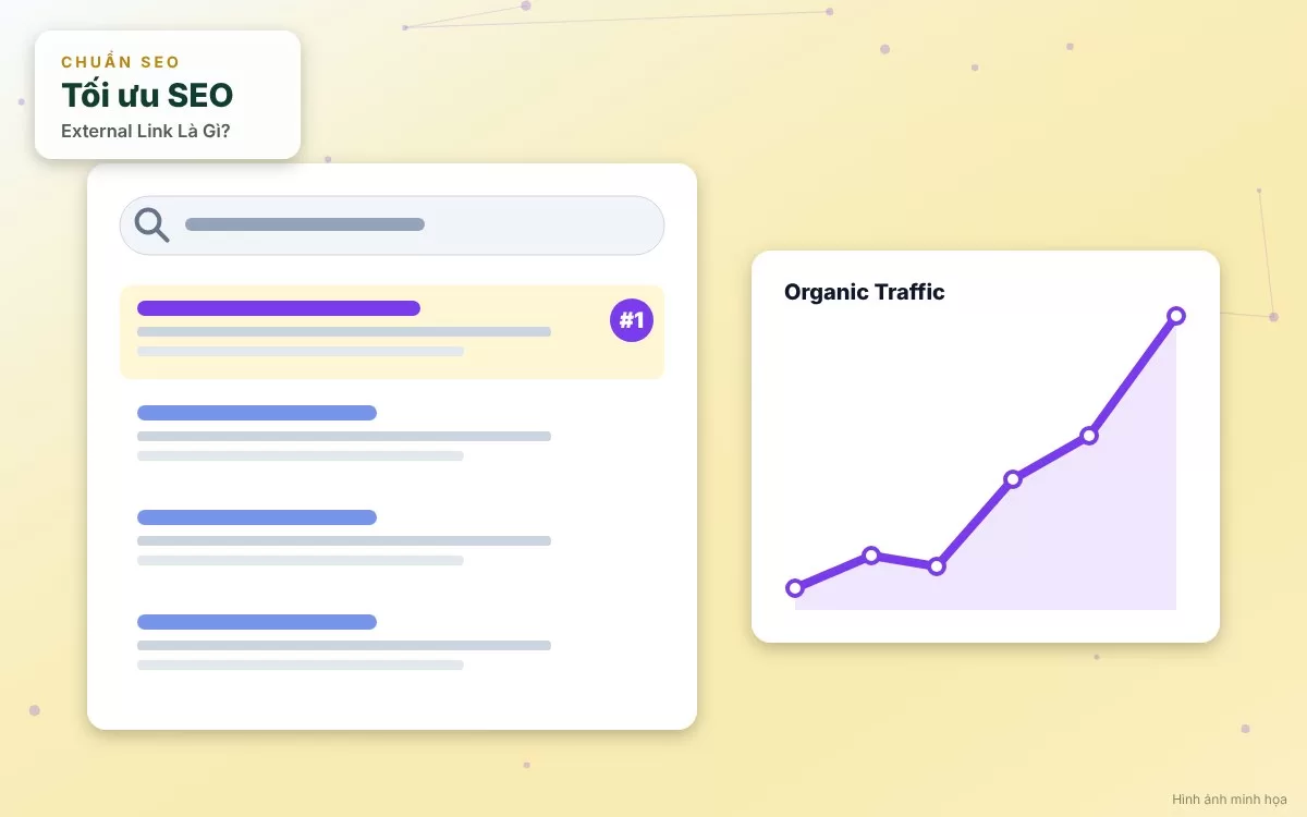 Sơ đồ infographic giải thích vai trò chiến lược của External Link trong việc gia tăng độ tin cậy và xác thực ngữ nghĩa cho SEO
