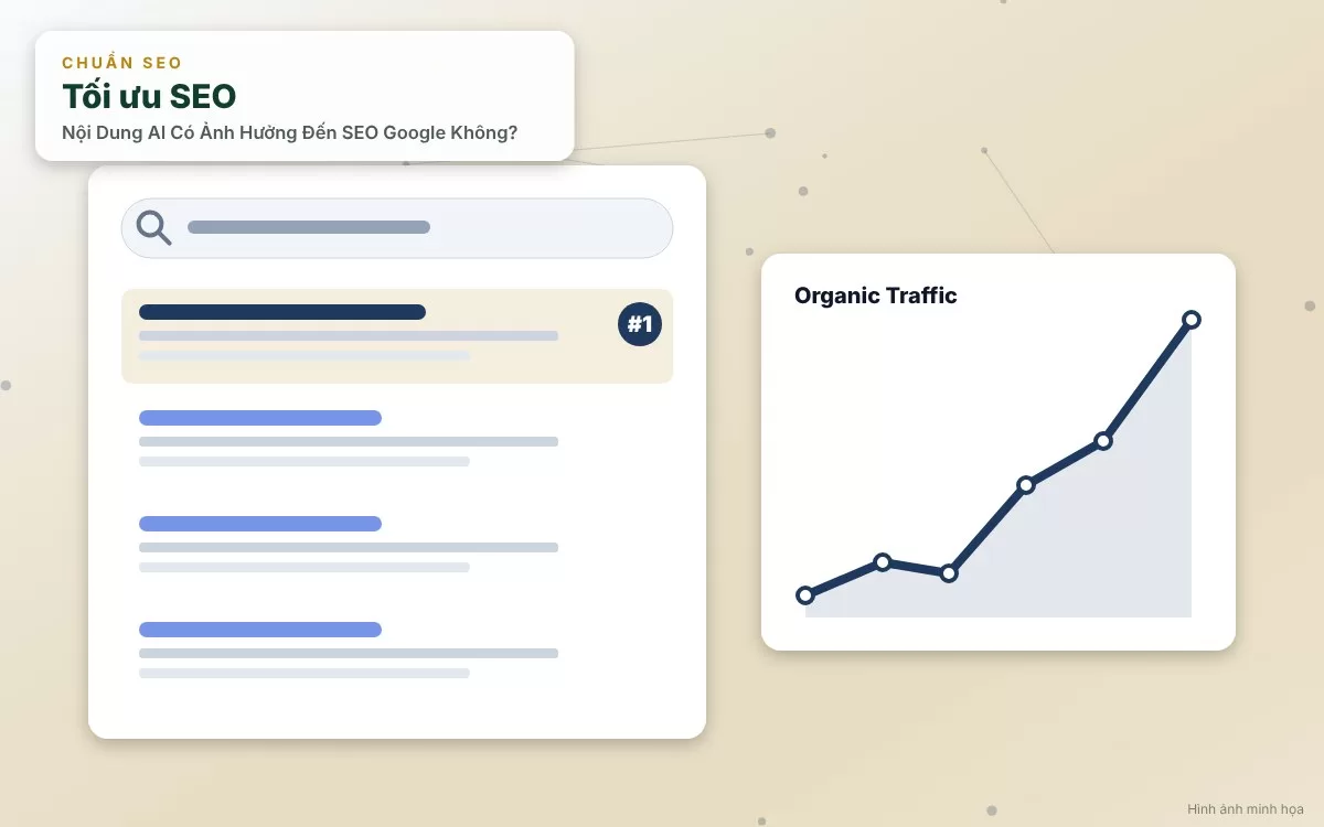 Sơ đồ infographic minh họa lập trường cốt lõi của Google: Đánh giá chất lượng nội dung thay vì công cụ tạo ra
