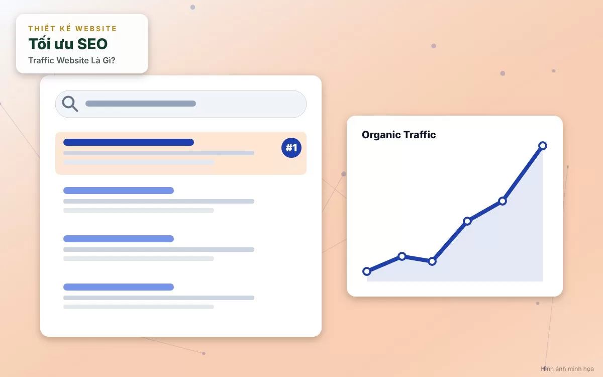 Đồ họa mô phỏng các yếu tố tối ưu On-page SEO và liên kết nội bộ giúp cải thiện thứ hạng tìm kiếm