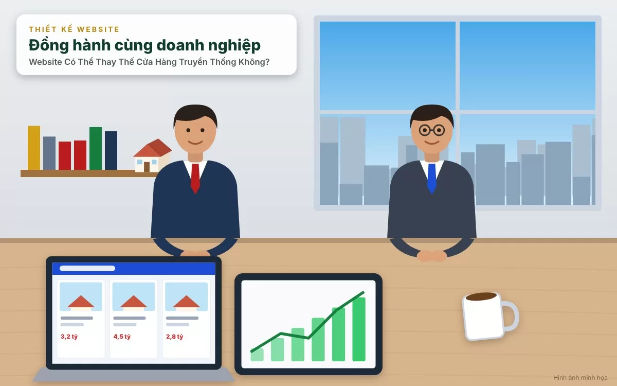 Hình ảnh cảnh báo các sai lầm phổ biến như bỏ bê website không chăm sóc hoặc tách rời kênh online offline