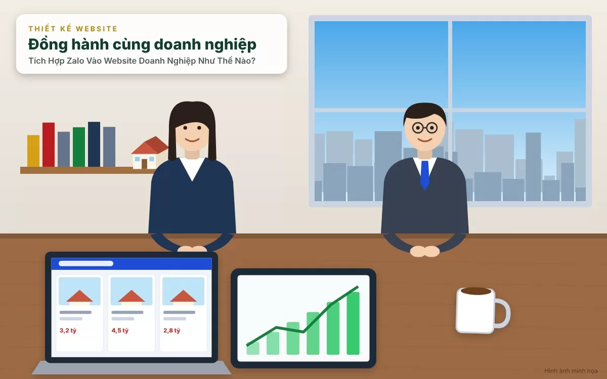 Sơ đồ infographic giải thích lợi thế kết nối khách hàng bản địa hóa thông qua hệ sinh thái Zalo trên website