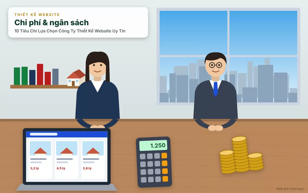 Đồ họa mô phỏng đội ngũ chuyên gia tư vấn giải pháp thiết kế website tối ưu và phù hợp ngân sách