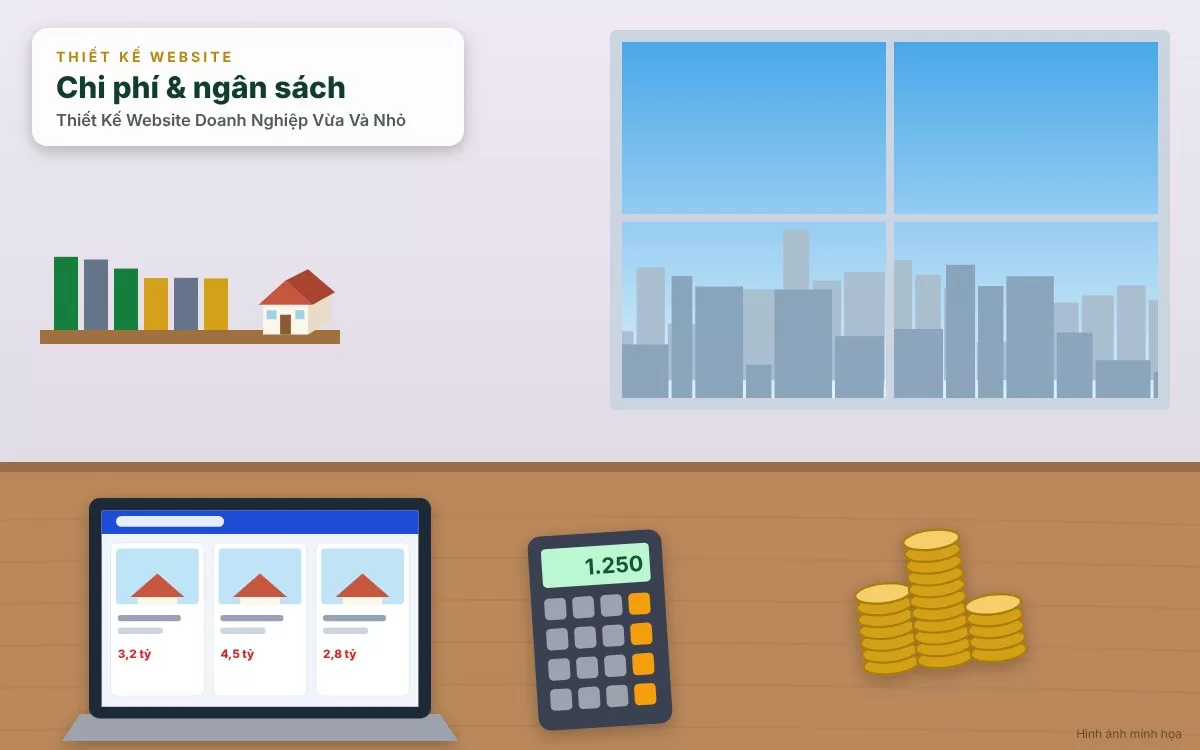Hình ảnh cảnh báo các sai lầm phổ biến như ham web giá rẻ chất lượng kém hoặc phó mặc nội dung cho bên thiết kế
