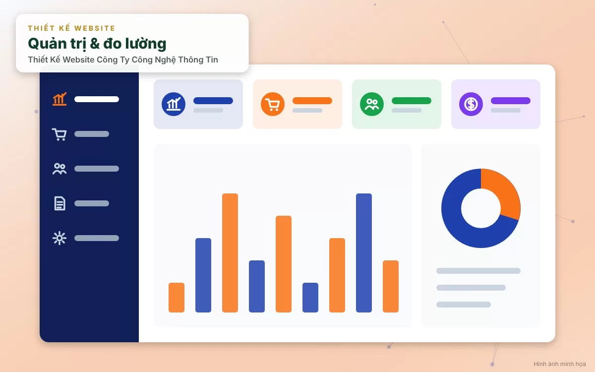Sơ đồ infographic giải thích vai trò chiến lược của website đối với sự phát triển của công ty công nghệ thông tin