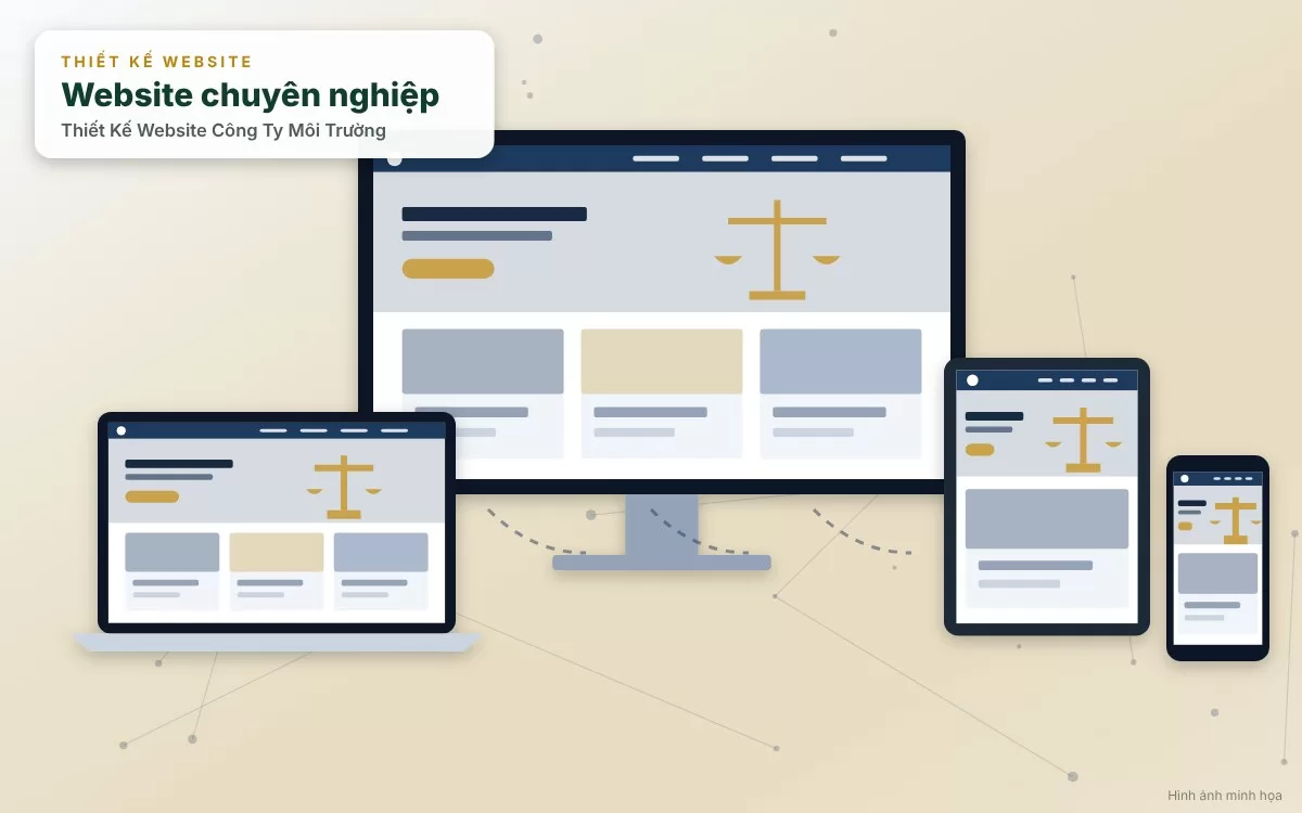 Sơ đồ infographic giải thích vai trò chiến lược của website đối với sự phát triển và đấu thầu của công ty môi trường