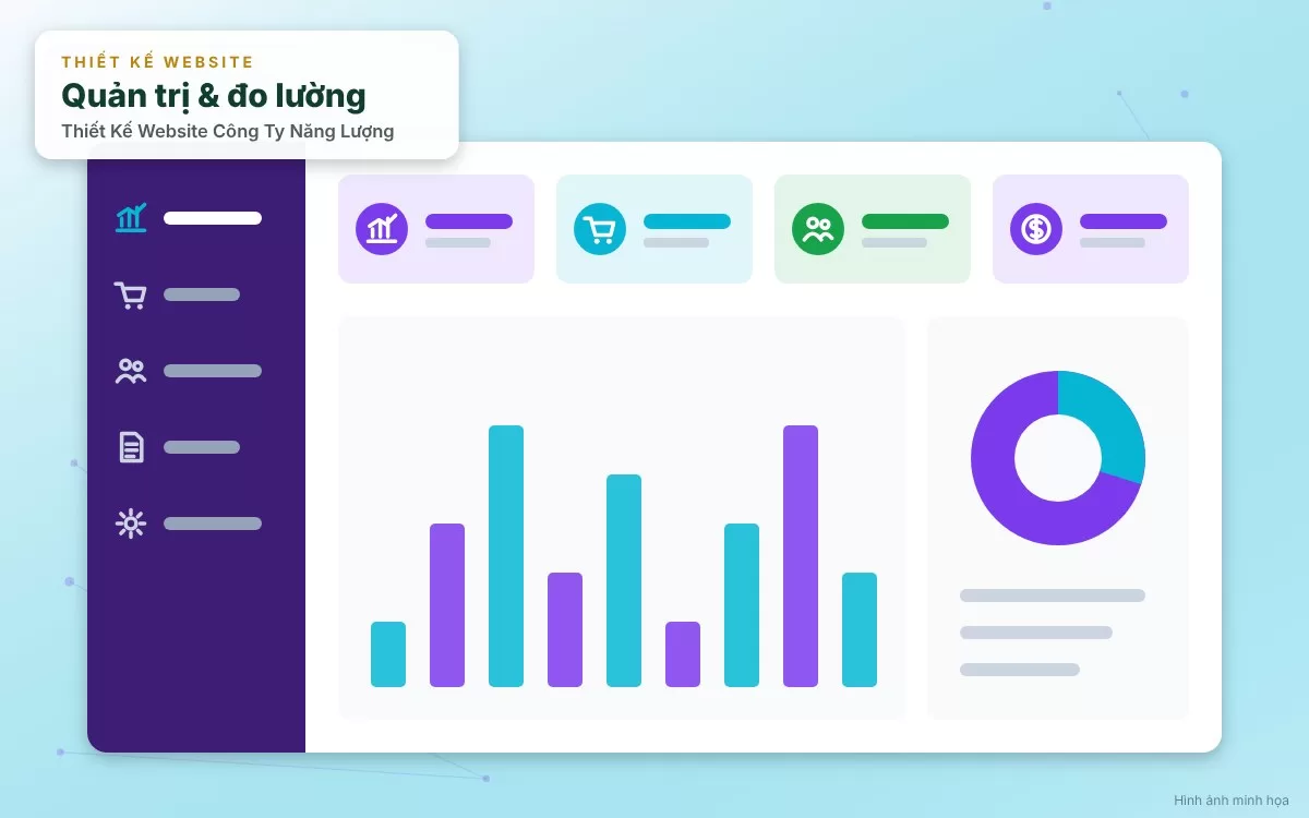 Đồ họa mô phỏng chuyên trang quan hệ nhà đầu tư IR và báo cáo phát triển bền vững ESG trên website năng lượng