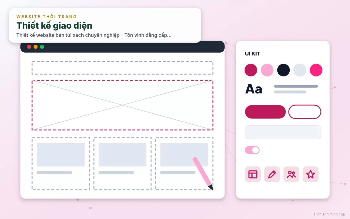 Giao diện UI/UX sang trọng, tinh tế của website bán túi xách thời trang