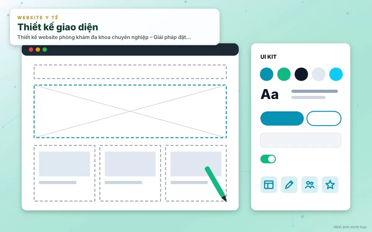 Giao diện UI/UX sạch sẽ, chuẩn y khoa của website phòng khám đa khoa