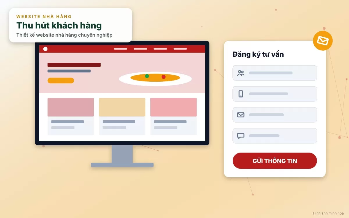 Hệ thống thực đơn trực tuyến sắc nét và tính năng đặt bàn giữ chỗ trực tuyến trên website